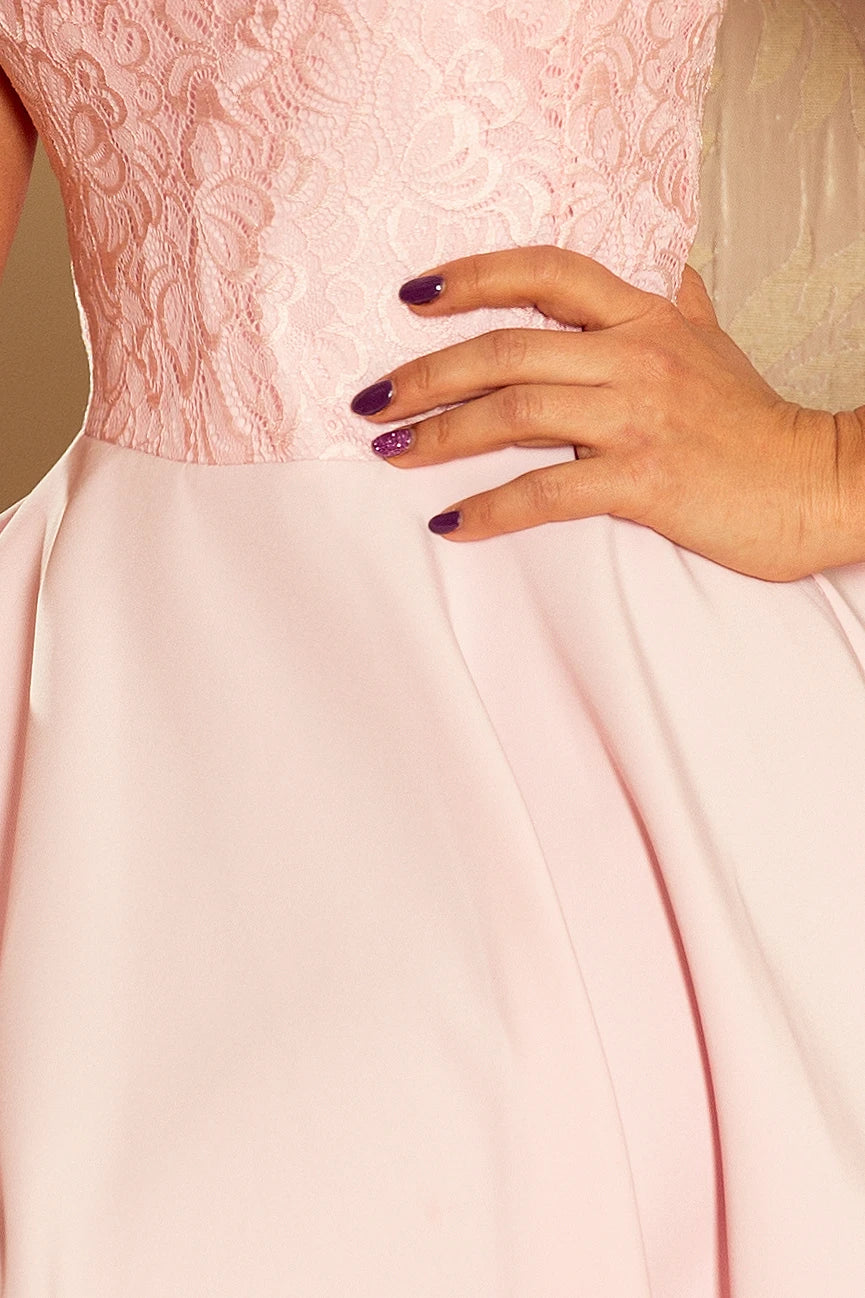 157-4 Rochie MARTA cu dantelă - ROZ PASTEL