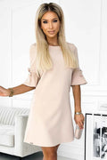 217-7 NEVA Rochie trapezoidală cu mâneci evazate - BEJ