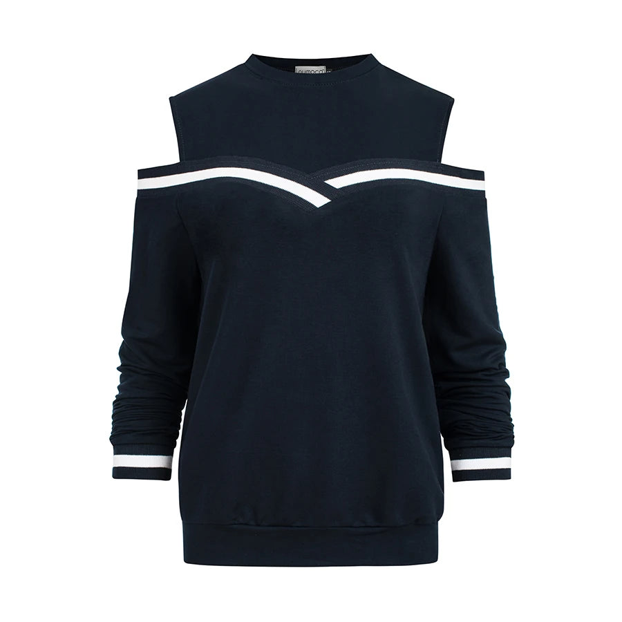223-1 Bluza confortabilă cu umerii goi și mâneci strânse - MARIN