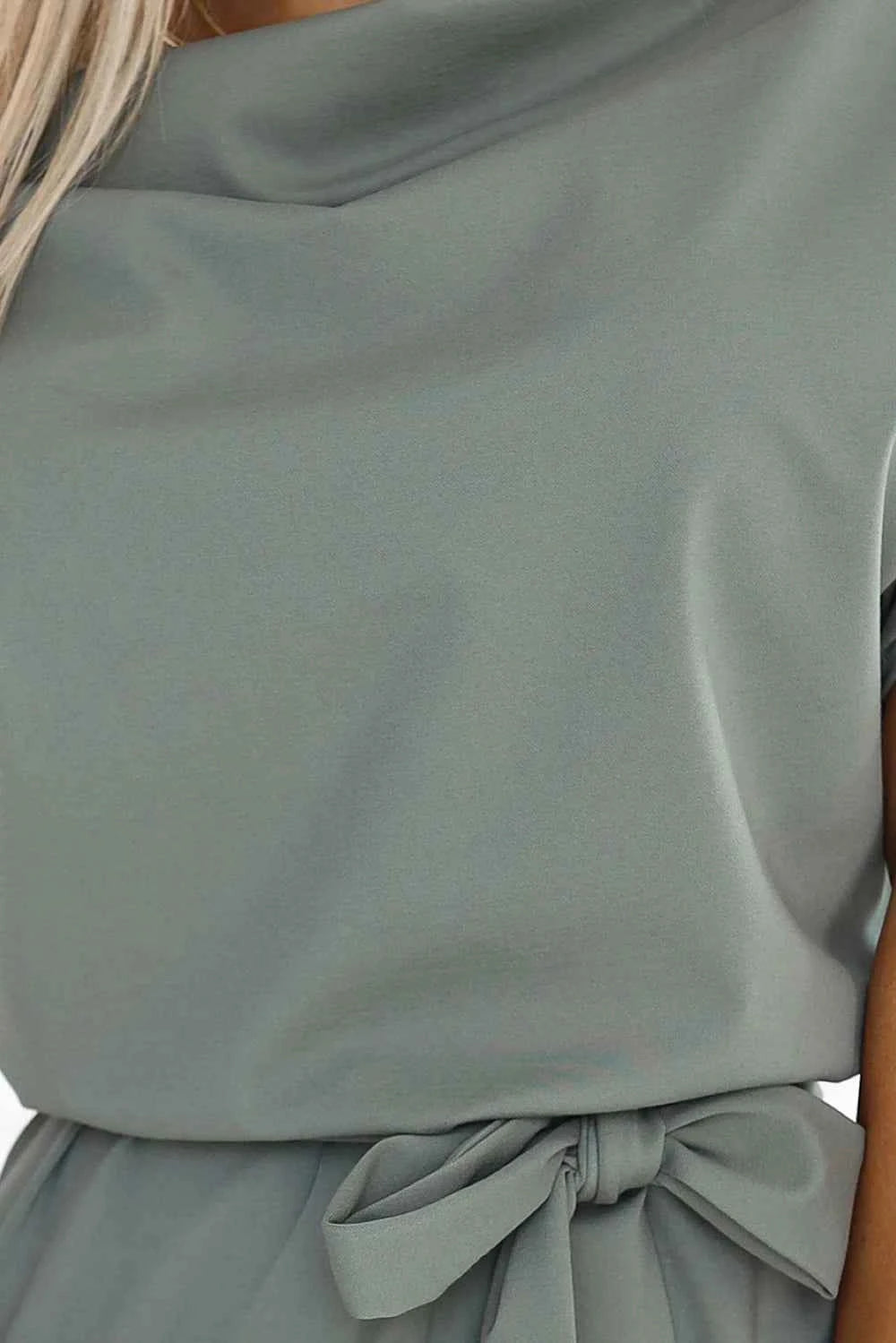 240-4 ROXI rochie cu fusta si curea asimetrica - culoare maslinie