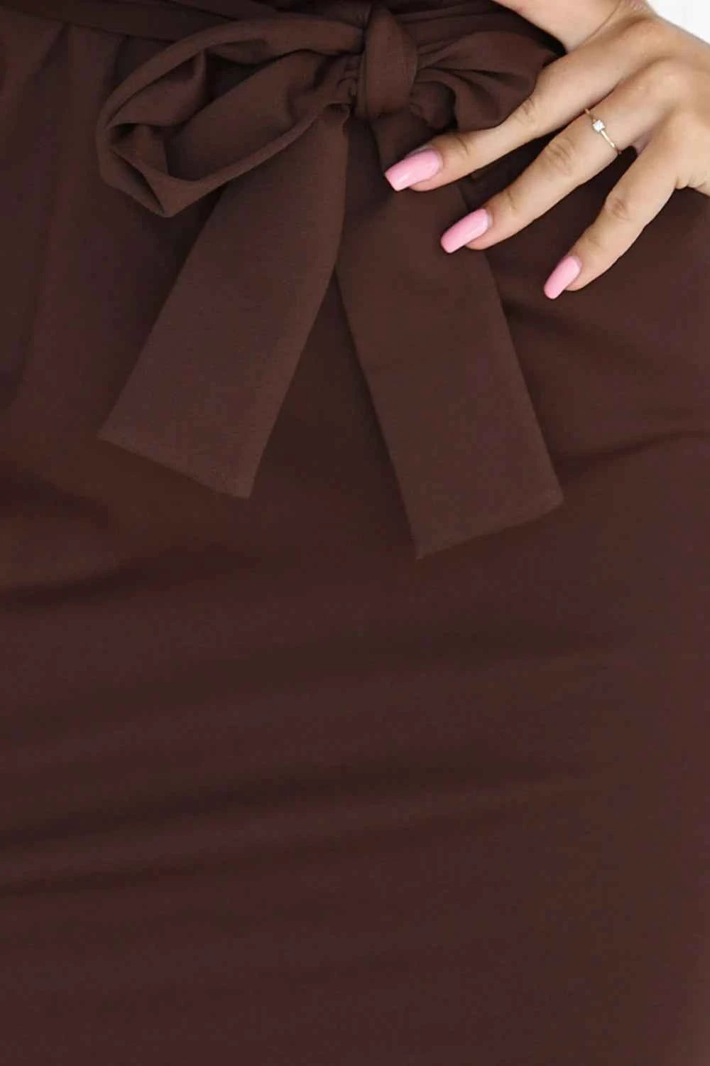 240-9 ROXI rochie cu fustă asimetrică și curea - culoare ciocolată