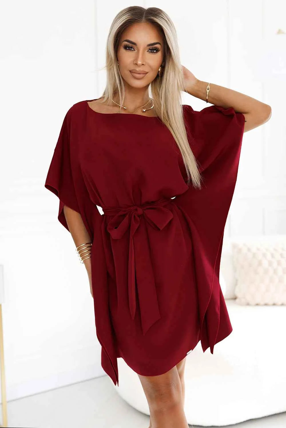 287-34 SOFIA Rochie fluture cu cordon în talie - VISINIU