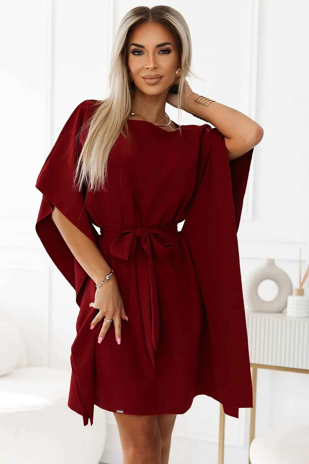 287-34 SOFIA Rochie fluture cu cordon în talie - VISINIU