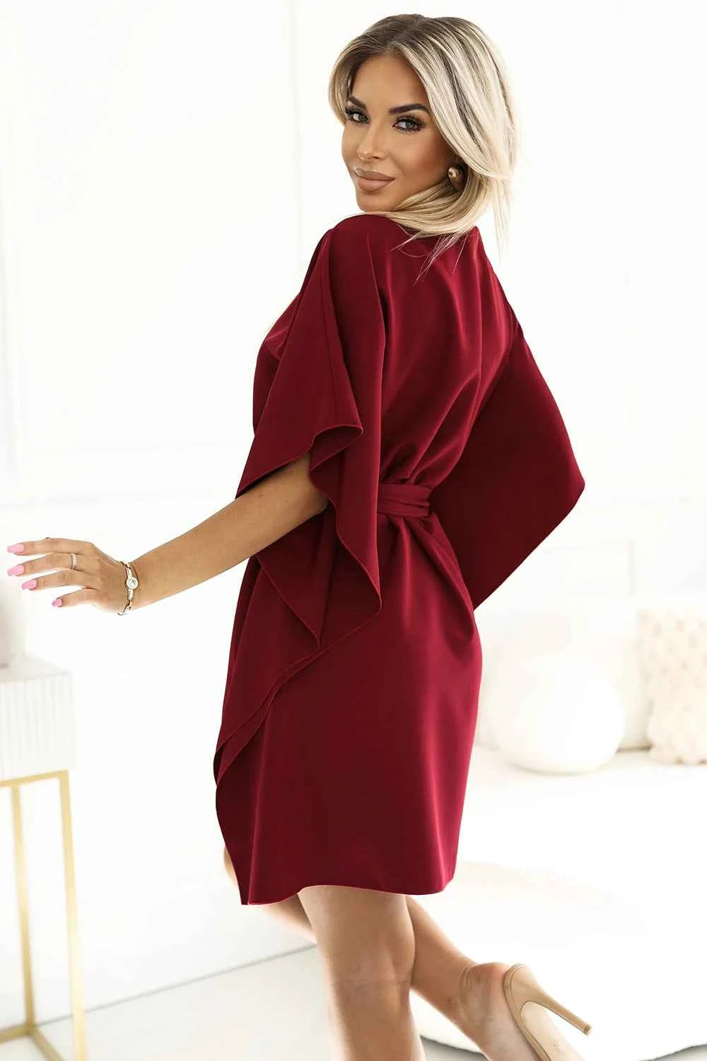 287-34 SOFIA Rochie fluture cu cordon în talie - VISINIU