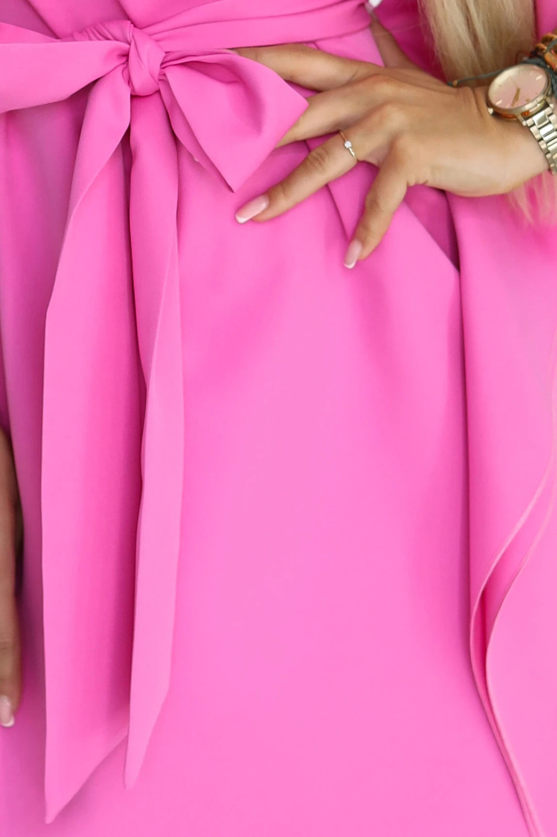 287-42 SOFIA Rochie fluture roz cu cordon la talie - fucsia deschis