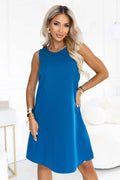 296-20 VICTORIA Rochie de vară evazată, cu curea - verde mare
