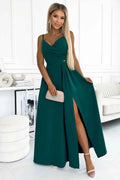 299-11 CHIARA rochie lungă maxi elegantă pe umeri - VERDE