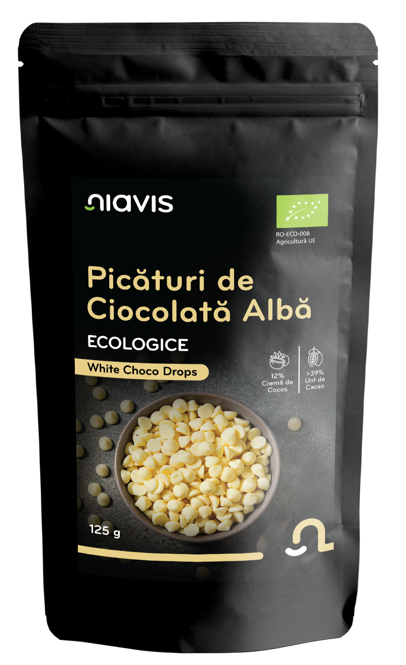 Picaturi de Ciocolata Alba Ecologice/BIO 125g