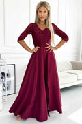 309-9 AMBER rochie lungă elegantă maxi cu decolteu din dantelă - VISINIU