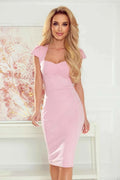 318-4 Rochie MIDI cu un decolteu frumos - ROZ PUDRĂ