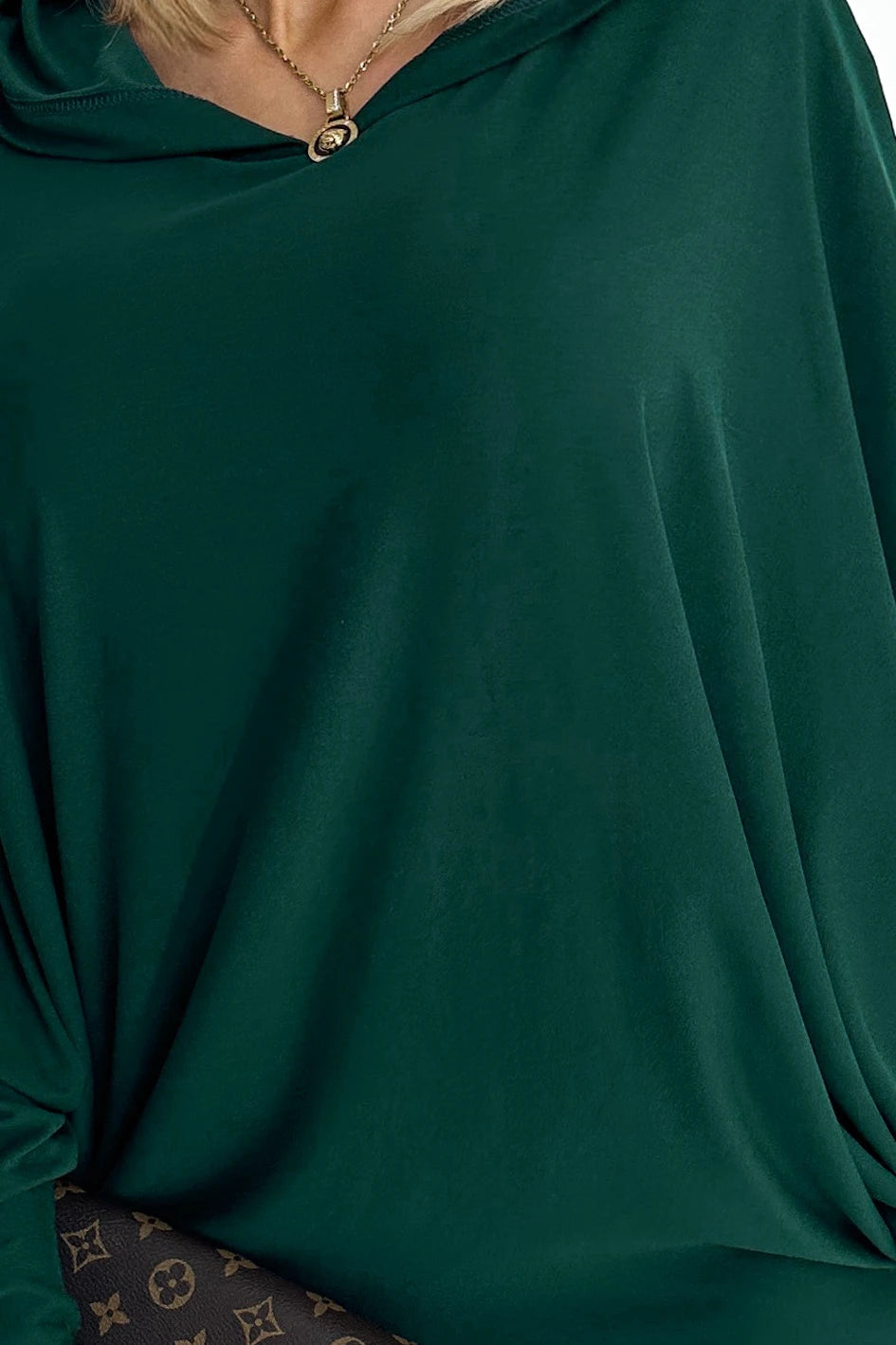 400-1 Rochie tip liliac cu glugă - verde sticlă