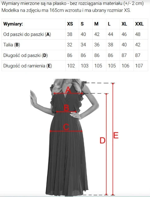 425-16 MATILDE Rochie midi evazată cu decolteu plic și mâneci scurte - bej cu buline