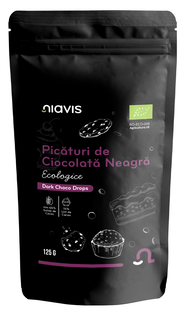 Picaturi de Ciocolata Neagra Ecologice/BIO 125g