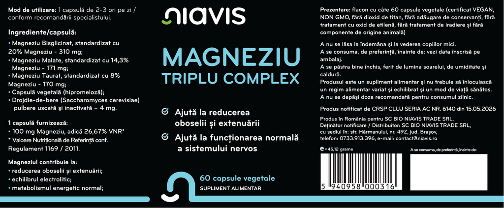Magneziu Triplu Complex 60cps