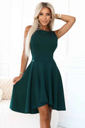575-2 Rochie evazată cu spate mai lung spectaculos – verde sticlă
