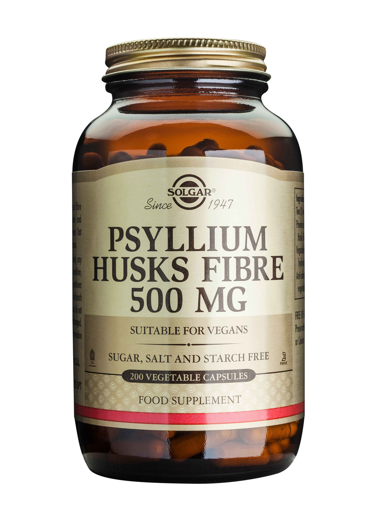 Psyllium Husks Fibre 500mg, 200 capsule vegetale pentru digestie sănătoasă