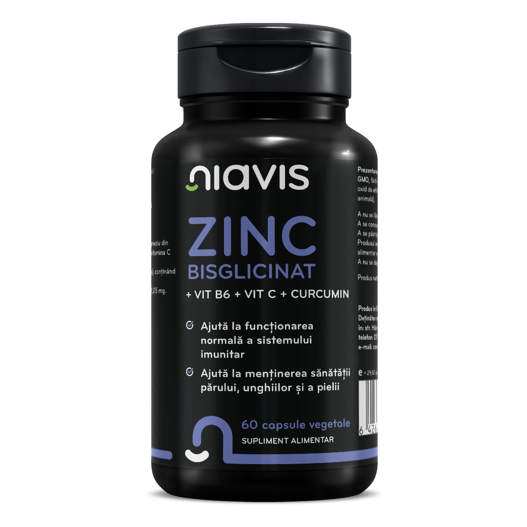 ZINC Bisglicinat + Vit B6 + Vit C + Curcumin - Suport Imunitar Premium