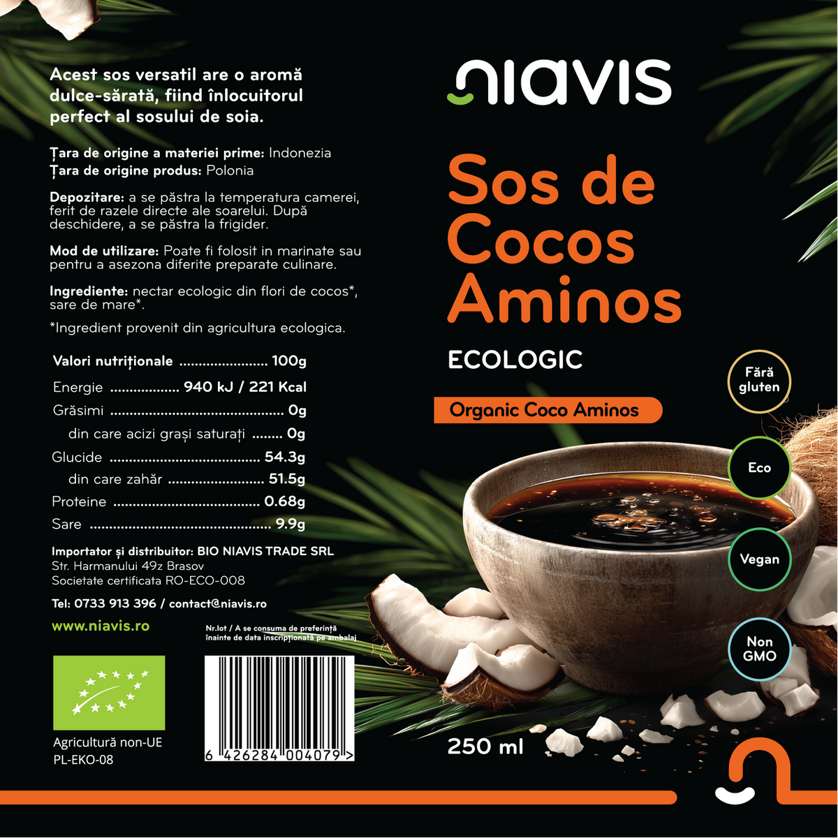Sos de Cocos Aminos Ecologic 250ml