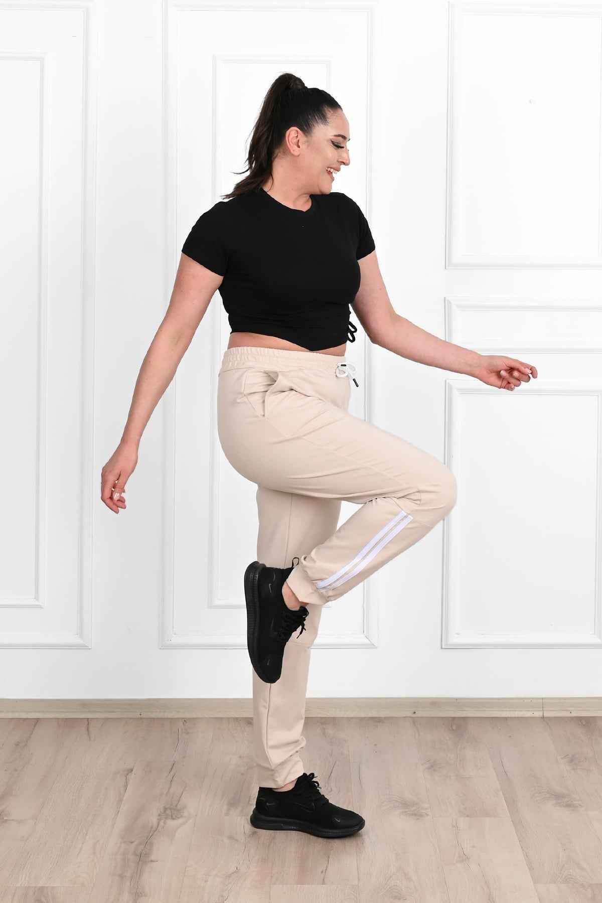 Pantalon dama marimi mari de trening cu dungi 9046