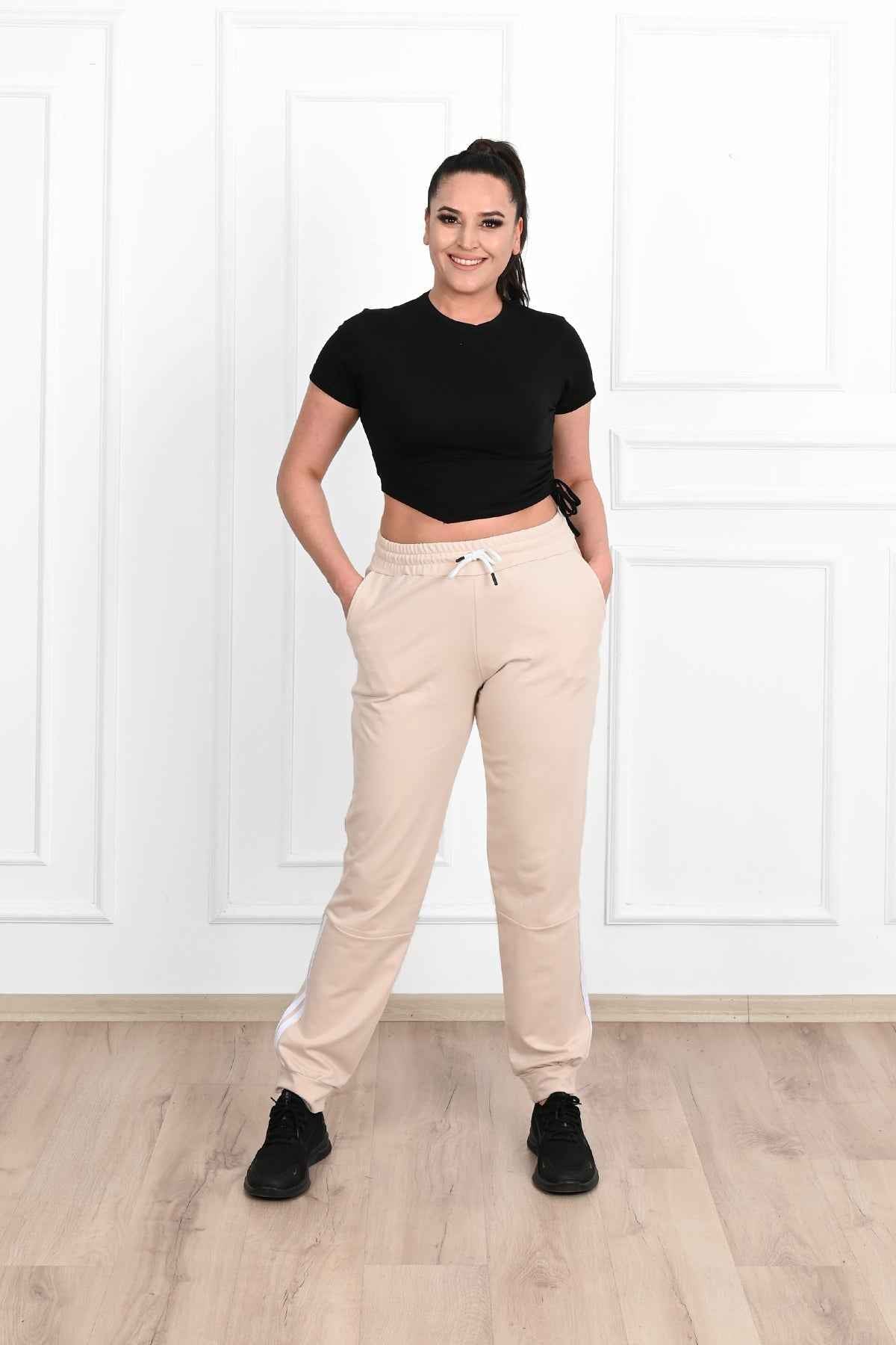 Pantalon dama marimi mari de trening cu dungi 9046