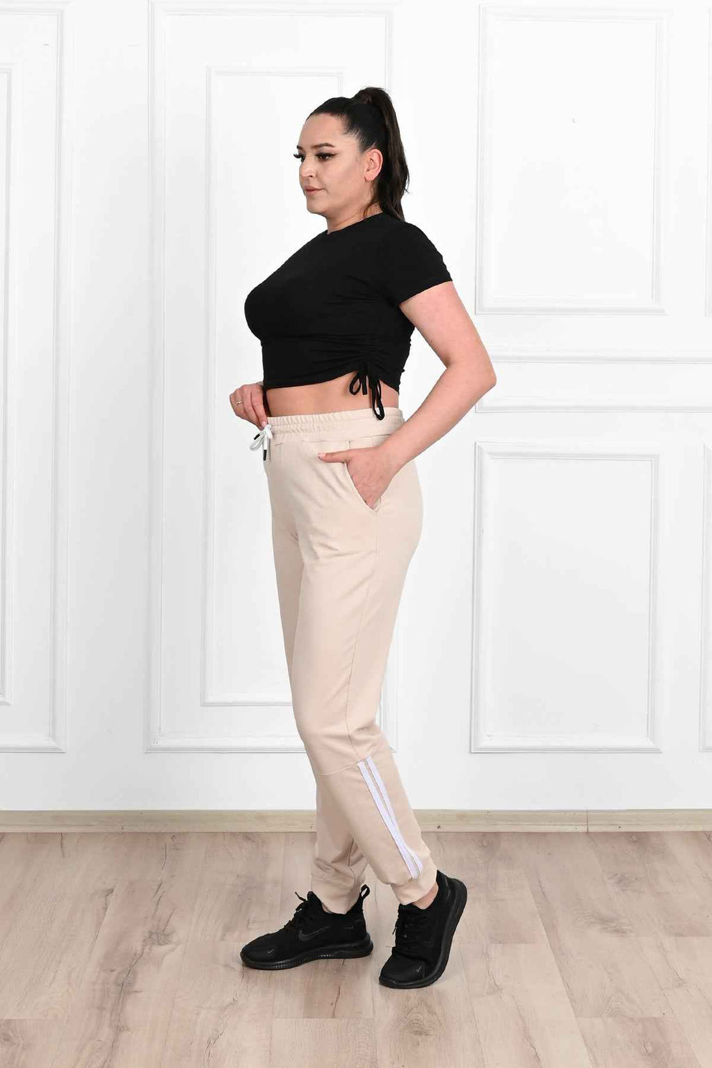 Pantalon dama marimi mari de trening cu dungi 9046