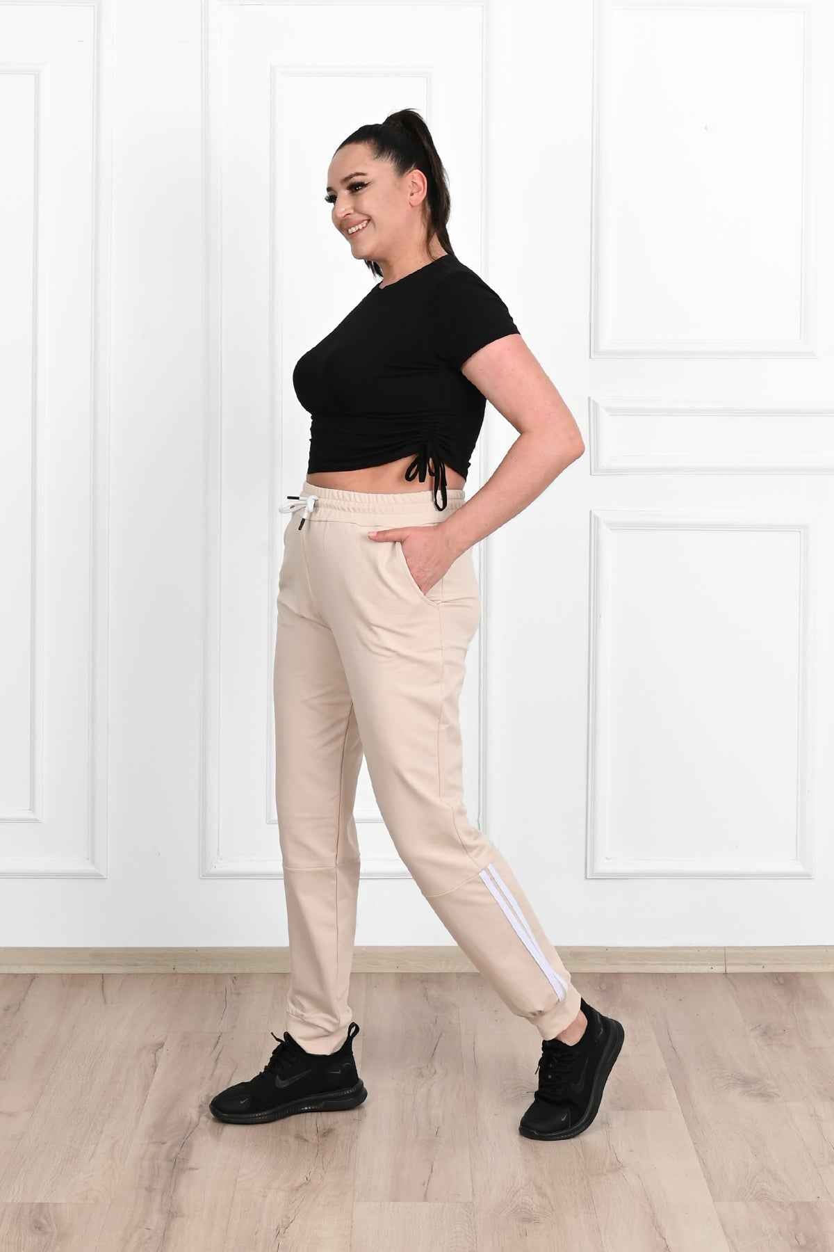 Pantalon dama marimi mari de trening cu dungi 9046