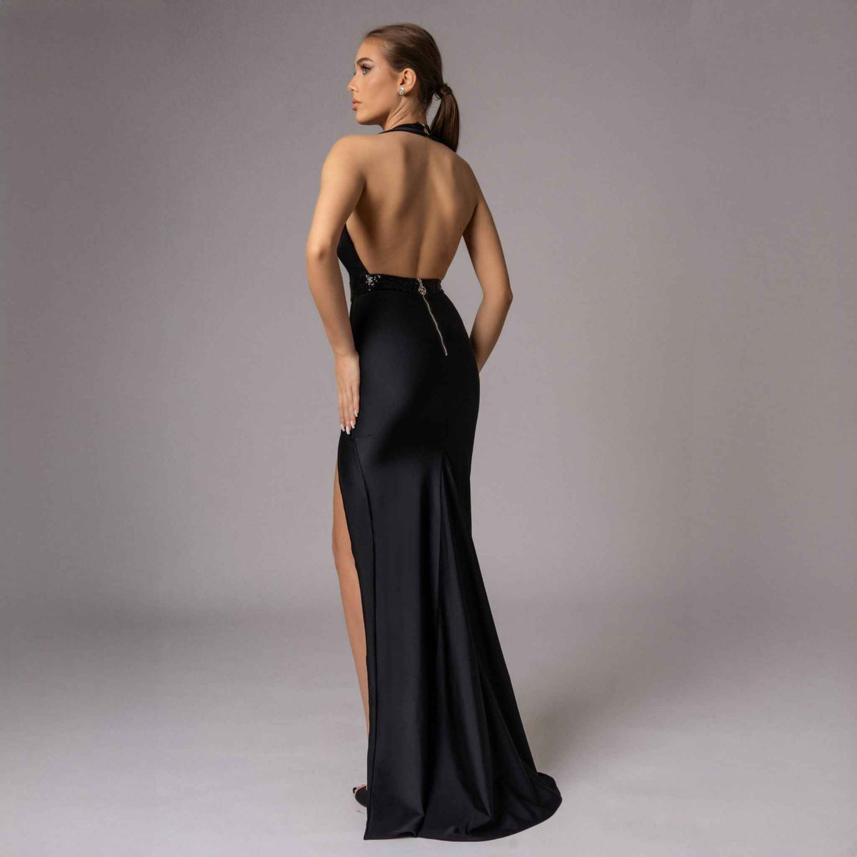 Rochie neagra lunga cu spate gol Paris