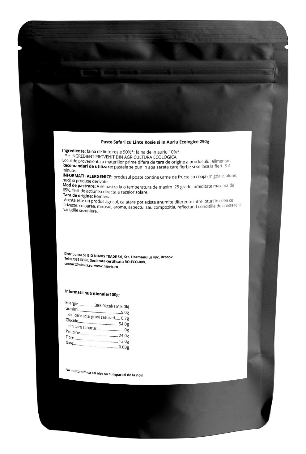 Paste Safari cu Linte Rosie si In Auriu Pentru Copii Ecologice 250g