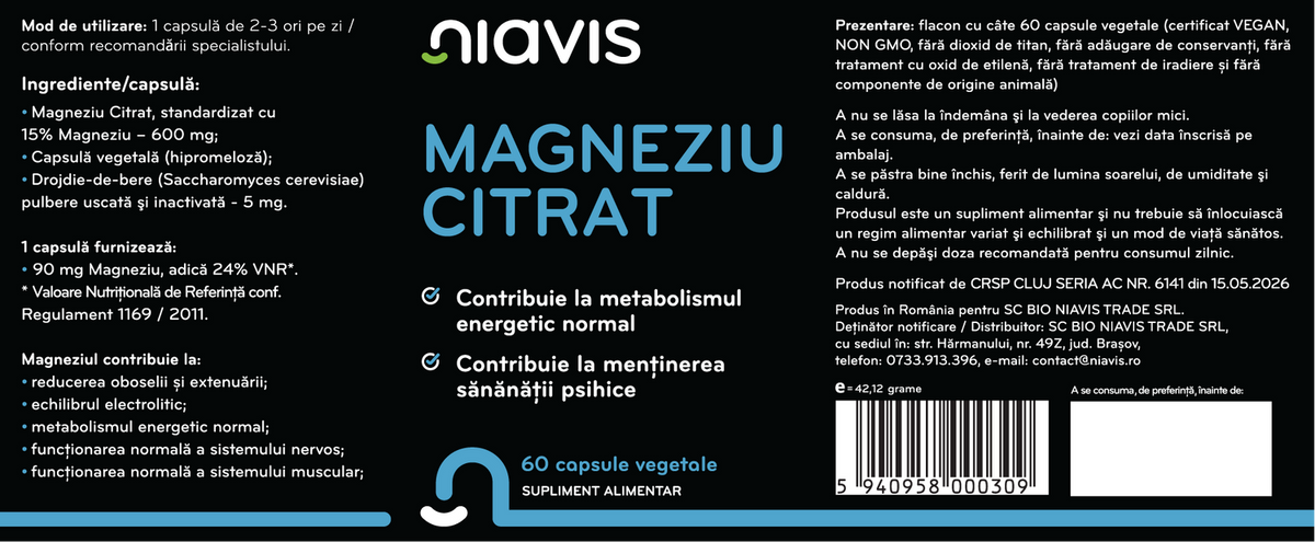 Magneziu Citrat 60cps