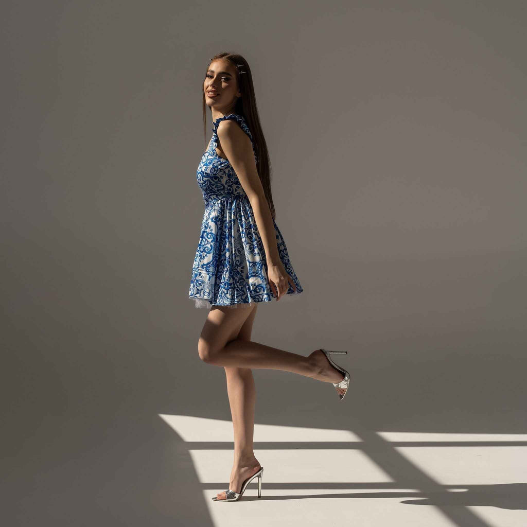 Rochie mini din matase printata Lisbon