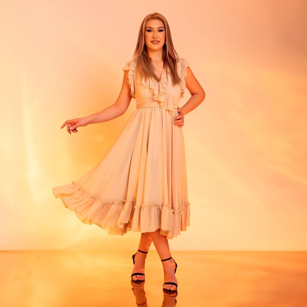 Rochie crem din voal Aria