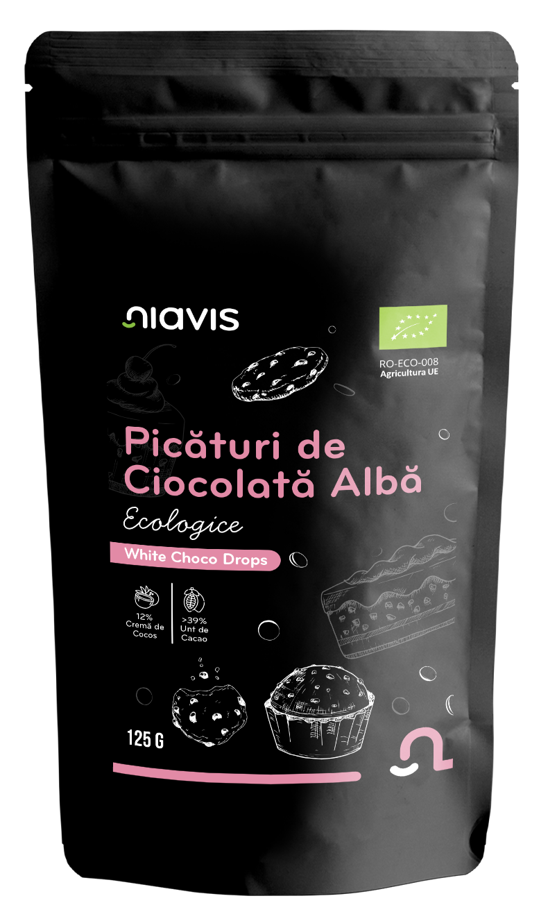 Picaturi de Ciocolata Alba Ecologice/BIO 125g