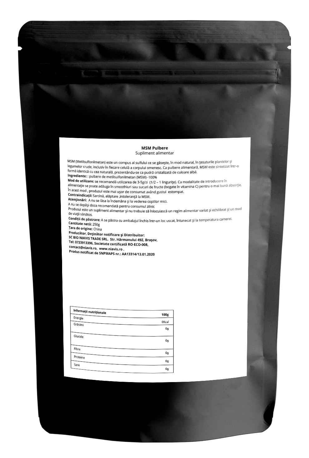 MSM Pulbere 100% Naturala 250g