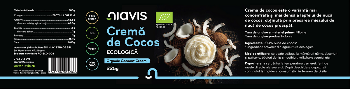 Crema de Cocos Ecologica 225g - deliciul natural pentru sănătatea ta