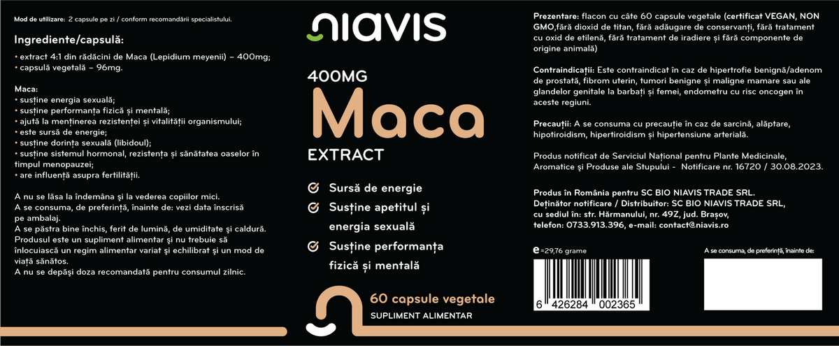 Maca Extract 400mg 60cps