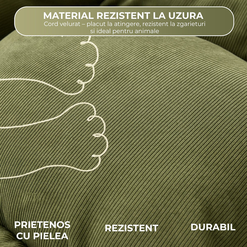 Canapea pliabila de podea 178 cm, Pliabil, Perna moale, Husa, Versatil, Verde