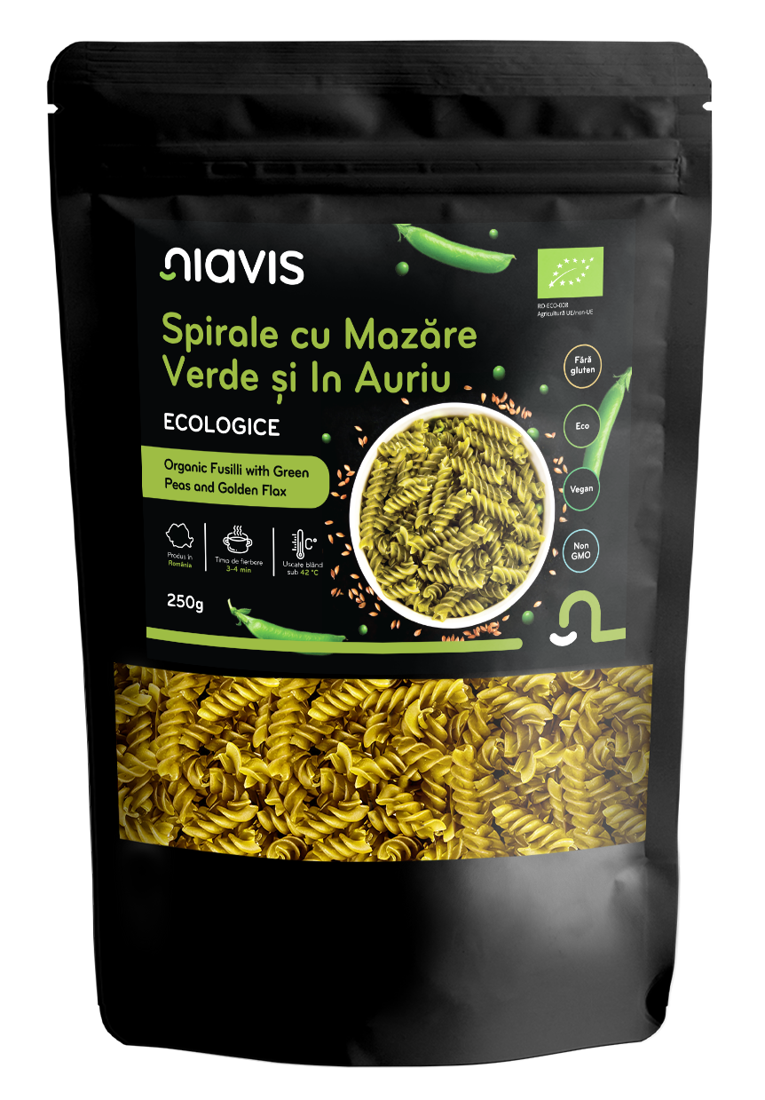 Spirale cu Mazare Verde si In Auriu Ecologice 250g