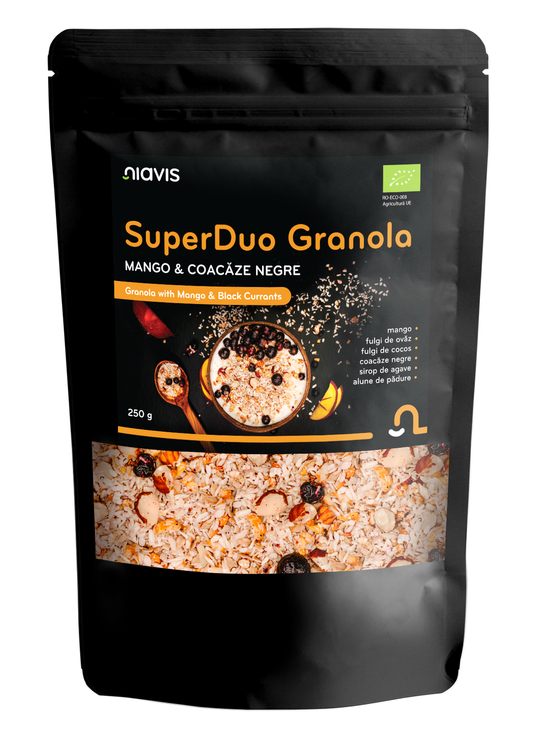 SuperDuo Granola - Mango & Coacaze Negre Ecologica 250g
