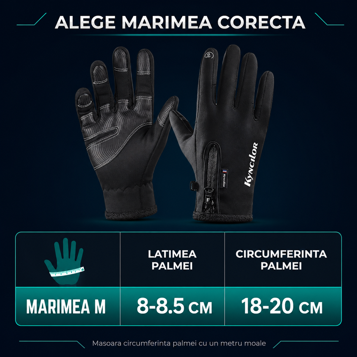 Manusi sport iarna, toamna, aderenta pentru ski, ciclism, Negru - M