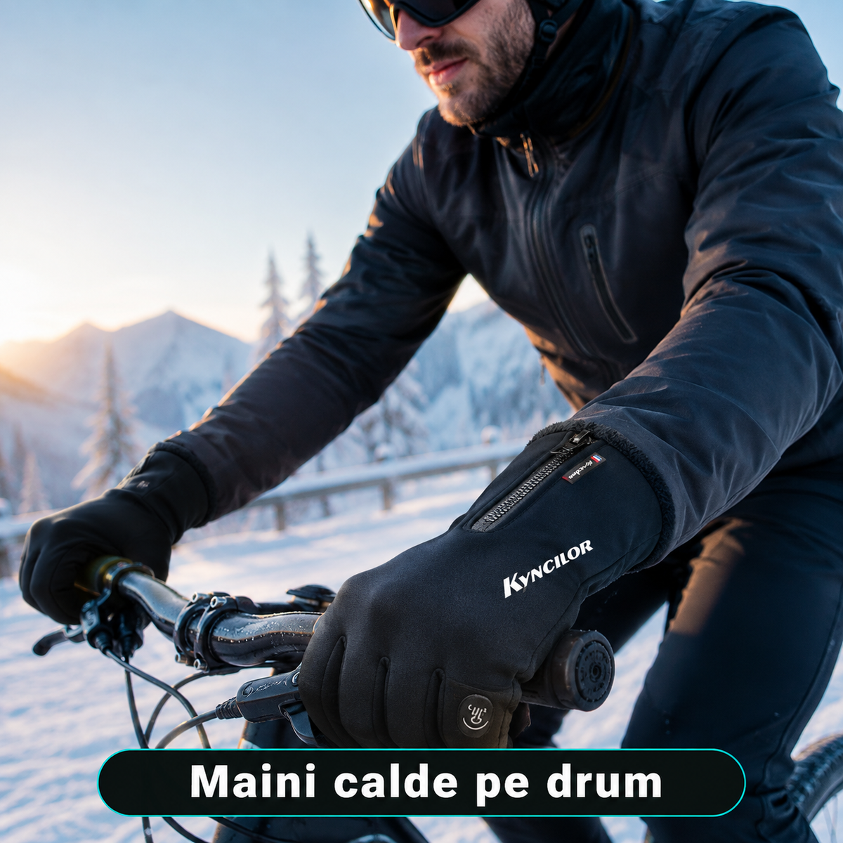 Manusi sport iarna, toamna, aderenta pentru ski, ciclism, Negru - M