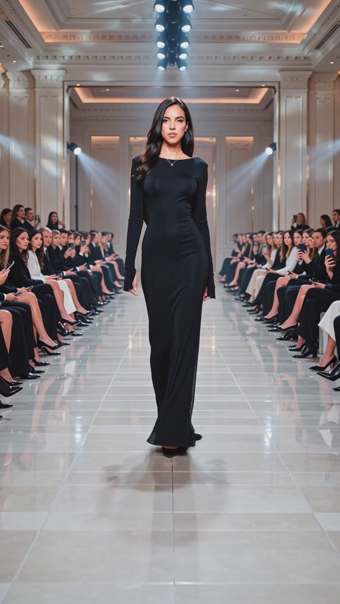 Rochie lunga neagra din bumbac de cocktail cu spatele gol si drapaje Luna
